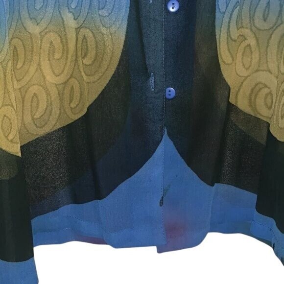 Shopping With Anthony Colorful Button-Up Shirt 1X Multicolor Polyester Long Slee - Picture 6 of 10